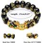 MANRUO Feng Shui Black Obsidian Wealth Bracelet Color Changed Pi Xiu Bracelets Dragon Mantra Bead Bangle Attract Wealth and Good Luck for Men/Women