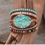 YGLINE Chakra Handmade Leather Wrap Bracelet Imperial Jasper Wrap Adjustable Bead Bracelet