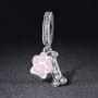 Dog Paw Charm for Pandora Charms Bracelet Pink Enamel CZ Paved Bead Charms Birthday Jewelry Gifts