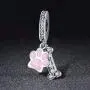 Dog Paw Charm for Pandora Charms Bracelet Pink Enamel CZ Paved Bead Charms Birthday Jewelry Gifts