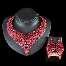 LAN PALACE Four Colors Trendy Bridal Jewelry Necklace and Earrings Crystal Jewelry Sets with Gift Box