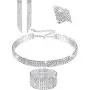 Hicarer Women Rhinestone Stretch Bracelet Bangle Crystal Rhinestone Necklace Ring Dangle Fringe Earrings Hicarer Women Rhinestone Stretch Bracelet Bangle Crystal Rhinestone Necklace Ring Dangle Fringe Earrings