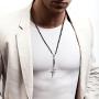 Faithful Devotion Rosary Simulated Black Onyx .925 Sterling Silver Pendant Necklace