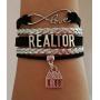 Kits Kiss Realtor Bracelet, House Charm Bracelet, Realtor Jewelry, Love Infinity Bracelet, Sports Bracelet, Leather Bracelet