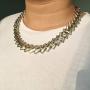 GOLD IDEA JEWELRY Stylish 19MM Baguette CZ Cuban Link Chain -14k Gold Plated /White Gold Plated Bling Bling Hip Hop Iced Out Cuban Necklace and Bracelet Men Women
