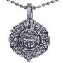 Tribal Jewelry Maya Mayan Calendar Aztec Inca Alaskan Native American Indian Mexican Peruvian Pewter Mens Pendant Necklace Good Luck Charm Protection Amulet for men unisex w Silver Ball Chain