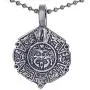 Tribal Jewelry Maya Mayan Calendar Aztec Inca Alaskan Native American Indian Mexican Peruvian Pewter Mens Pendant Necklace Good Luck Charm Protection Amulet for men unisex w Silver Ball Chain