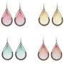 4 Pairs Trendy Metal Hollow Leaf Earring Set Bohemian Teardrop Dainty Earring Colorful Handmade Braid Earring Set for Women Girls Jewelry