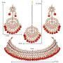 Aheli Faux Kundan Beaded Necklace Earrings Maang Tikka Indian Bollywood Ethnic Jewelry Set for Women