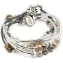 Lizzy James Bella Bracelet Necklace in Silver and Metallic Gunmetal Gray Leather