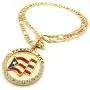 Fashion 21 Puerto Rico Flag Pendant 5mm 24'' Figaro Chain Necklace Gold Tone Fashion 21 Puerto Rico Flag Pendant 5mm 24'' Figaro Chain Necklace Gold Tone
