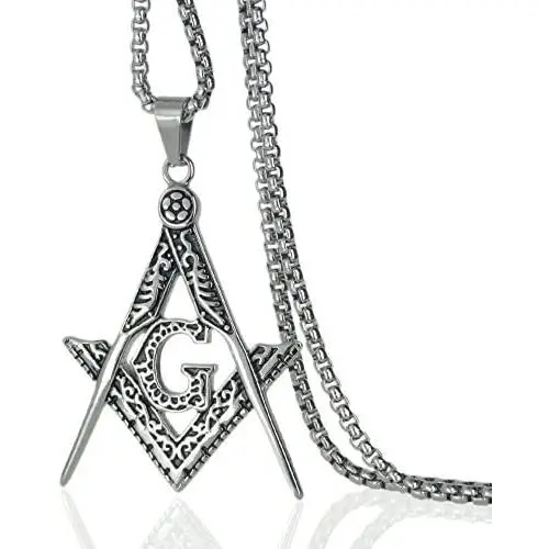 Ahappy-Gold Filled Sculpture Freemasonry Masonic Mason Pendant Necklace 19.68'' 23.6'' 27.55'' 31.5'' N282