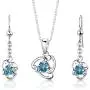 Swiss Blue Topaz Pendant Earrings Necklace Set Sterling Silver 2.50 Carats Swiss Blue Topaz Pendant Earrings Necklace Set Sterling Silver 2.50 Carats