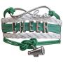 Cheer Charm Bracelet- Green Infinity Love Adjustable Cheerleading Jewelry in Team Colors for Cheerleader
