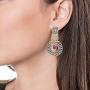 Aheli Boho Oxidized Indian Laxmi Goddess Dangle Earrings with Faux Stone Studded Ethnic Fashion Jewelry for Women