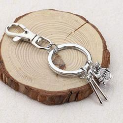 SEIRAA Drum Keychain Gift for Percussionist Music Teacher Drumstick and Drumkit Charms Percussionist Gift