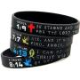 Ezekiel Gift Co. Symbols of Faith Bible Bracelets with Christian Symbols - Set of 4 Scripture Silicone Wristbands for Men Women