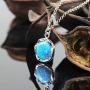 Stera Jewelry Sterling Silver Necklace & 10mm Shimmering Created Blue or White Opal Round Pendant
