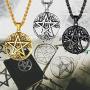 PROSTEEL Stainless Steel Tetragrammaton Pentacle Necklace, Eliphas Levis Pentagram, Men Women Amulet Statement Jewelry, Wiccan Magical Star Satanism Pendant Necklace, Come Gift Box