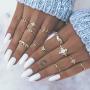 BERYUAN Women Rings Set Knuckle Rings Gold Stacking Rings for Girls and Teens Cute Jewelry Rings Size 4 5 6 7 8（13pcs）
