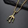 FAANCU Poseidon God of The Sea Trident Necklace Stainless Steel Pendant for Men Hip Hop Jewelry