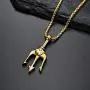 FAANCU Poseidon God of The Sea Trident Necklace Stainless Steel Pendant for Men Hip Hop Jewelry