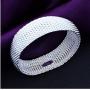 IVYRISE Bracelet 925 Sterling Silver Plated Jewelry Sideway Big Flat Link Chain Mesh Bangle Bracelet for Women