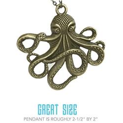 Steampunk Octopus Necklace | Victorian Style, Antique Finish Handmade Pirate Accessory