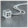 Xusamss Fashion Titanium Steel Hollow Cubic Pendant Necklace,22'' Link Chain
