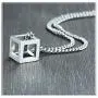 Xusamss Fashion Titanium Steel Hollow Cubic Pendant Necklace,22'' Link Chain Xusamss Fashion Titanium Steel Hollow Cubic Pendant Necklace,22'' Link Chain