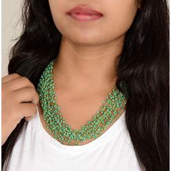 Zephyrr Fashion Hand Made Golden Multi Strand Beaded Necklace for Women