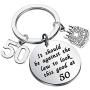 PENQI Funny 40th 50th 60 th Birthday Gifts It Should be Against The Law to Look This Good at 40/50/60 Happy Birthday Keychain for Women Men