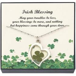 Beads & Pearls Jewelry Stainless Steel Shamrock Four Leaf Clover Charm Pendant Necklace for Women | St Patricks Day Gifts, 18'' + 2'' Extender