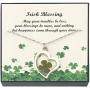 Beads & Pearls Jewelry Stainless Steel Shamrock Four Leaf Clover Charm Pendant Necklace for Women | St Patricks Day Gifts, 18'' + 2'' Extender