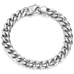 Trendsmax 11mm/15mm Mens 316L Stainless Steel Gold Chunky Curb Cuban Link Chain Bracelet Gifts for Men Boys 8 9 10 inch