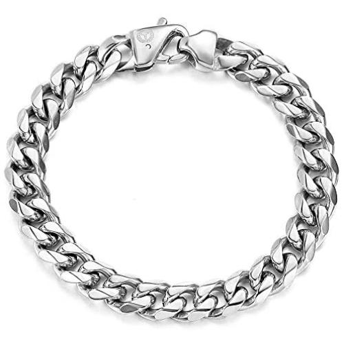 Trendsmax 11mm/15mm Mens 316L Stainless Steel Gold Chunky Curb Cuban Link Chain Bracelet Gifts for Men Boys 8 9 10 inch