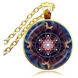 NA Metatron’s Cube Pendant Necklace, Sacred Geometry Jewelry, Hexagram Flower of Life Choker, Chakra Spiritual Chain Necklace, Handmade Gifts