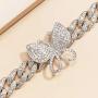 yfstyle Butterfly Cuban Link Bracelet Hip Hop Iced Out Diamond Bracelets for Women Girls Gold Plated Bracelets for Women Inlaid Rhinestone Hip Hop Jewelry Fashion Accessories