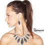 Rosemarie & Jubalee Womens Unique Statement Faux Wild Animal Print Bib Necklace and Earring Set, 15''-18'' with 3'' Extender