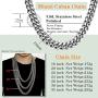 ROWIN&CO Men Chain Silver 15mm Thick Heavy Stainless Steel Miami Curb Cuban Link Necklace/Bracelet with CZ Choker Diamond Chain,8-35 inchs