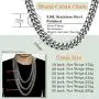 ROWIN&CO Men Chain Silver 15mm Thick Heavy Stainless Steel Miami Curb Cuban Link Necklace/Bracelet with CZ Choker Diamond Chain,8-35 inchs ROWIN&CO Men Chain Silver 15mm Thick Heavy Stainless Steel Miami Curb Cuban Link Necklace/Bracelet with CZ Choker Diamond Chain,8-35 inchs