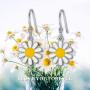 Daisy Flower Hook Earrings Sterling Silver Dangle Dangling Cute Jewelry Birthday Gifts for Women Teen