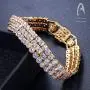 AF Diamond Tennis Bracelet 3 Rows Copper Gold Plated 4MM AAA Cubic Zirconia Bracelet for Women Fashion Jewelry Wedding Gift Size 7-8 lnch (Gold) AF Diamond Tennis Bracelet 3 Rows Copper Gold Plated 4MM AAA Cubic Zirconia Bracelet for Women Fashion Jewelry Wedding Gift Size 7-8 lnch (Gold)