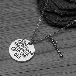 Baton Charm Necklace- Twirling Jewelry - She Believed She Could So She Did Charm Pendant, Gift For Baton Twirler & Majorettes