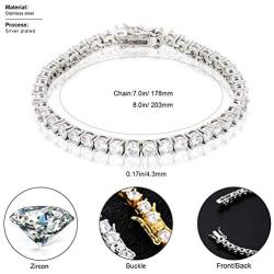 YIMERAIRE 18K Gold/White Gold Plated 4MM Tennis Bracelet Cubic Zirconia Classic Tennis Chain Bracelet for Women| Gold Diamond Bracelet 6.5-7.5 Inch for Men