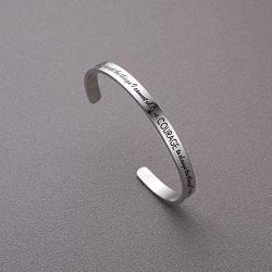 LIUANAN Inspirational Bracelets for Women Men Engraved Personalized Cuff Bangle Stainless Steel Jewelry Gifts with Message