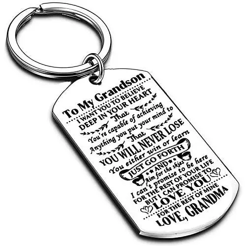 Nimteve Keychain to My Grandson Granddaughter from Grandma I Want You to Believe Love Mom Dad Dog Tag Military Air Force Navy Coast Guard Birthday Graduation Jewelry (to My Grandson) Nimteve Keychain to My Grandson Granddaughter from Grandma I Want You to Believe Love Mom Dad Dog Tag Military Air Force Navy Coast Guard Birthday Graduation Jewelry (to My Grandson)