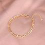 Dainty Layered Gold Chain Bracelet for Women 14K Gold Plated Handmade Adjustable Bracelet Satellite Beads Oval Mariner Figaro Link Chain Bracelets Minimalist Layering Stacking Jewelry Gift for Women