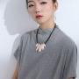 Chunky Silver Gold Pendant Black Leather Choker Necklace for Women Fashion Jewelry
