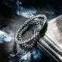 murtoo Mens Bracelet leather and Steel, Stainless Steel Chain and Leather Bracelets for Men